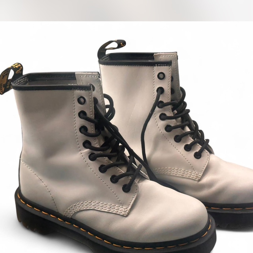 Dr. Martens Cream Combat Moto Boots with Durable Sole - Picture 3 of 3